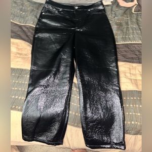 Black Faux Leather Wide leg Pants